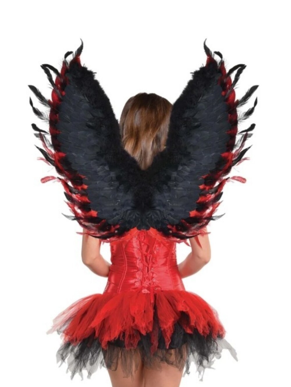 Striking black and red Devil feather wings